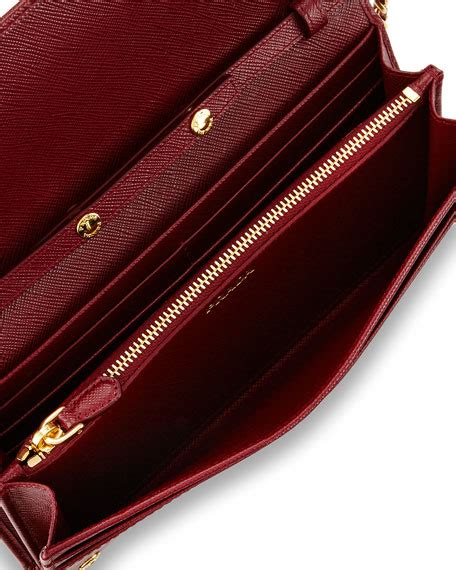 prada saffiano wallet on a chain red|Prada saffiano long wallet.